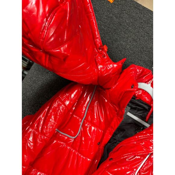 Milano Di Rouge Jacket Mens Medium Red Elliot Puffer Coat Removable Hood M086 - Picture 6 of 16